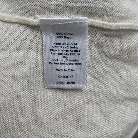 RSVP By Talbots Pearl Embelllished Top 3/4 Sleeve Ivory‎ Women Sz L Classic Chic - Picture 9 of 14